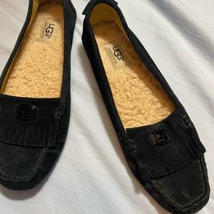UGG Odyssa Black Suede Loafers size 8